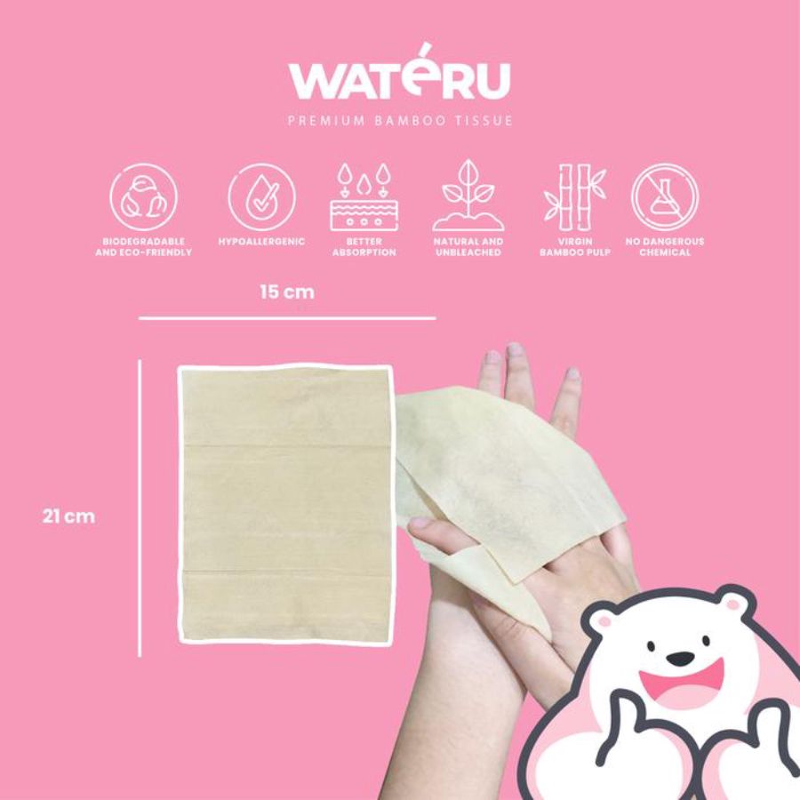 Wateru Baby Bamboo Hand & Mouth Wet Wipes Mini Size 10 Sheets 5 pcs 5pcs
