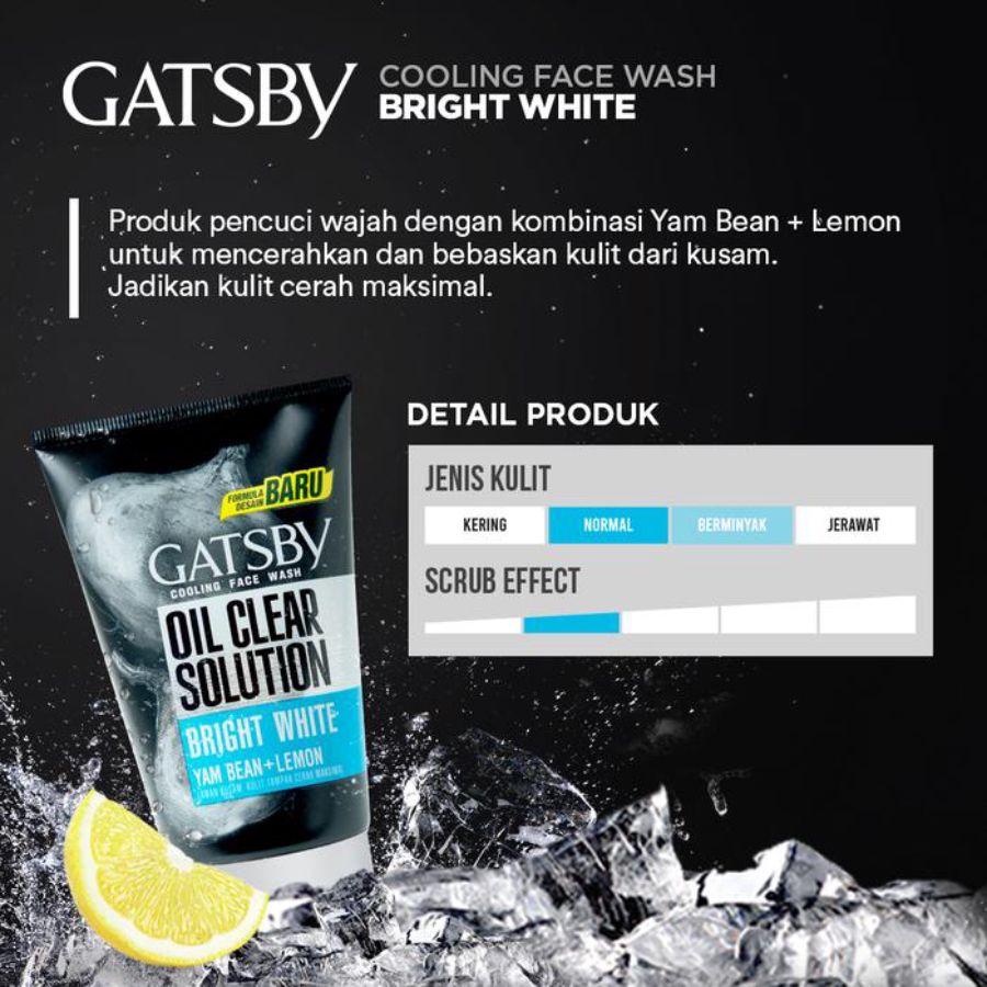 Gatsby Oil Clear Solution Bright White Cooling Face Wash 100gram