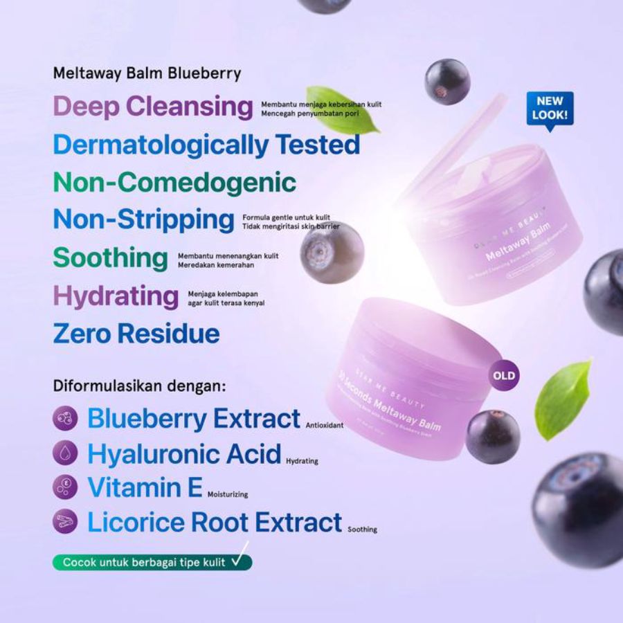 Dear Me Beauty Cleansing Balm - Meltaway Balm Blueberry (Hyaluronic Acid) 100 gr
