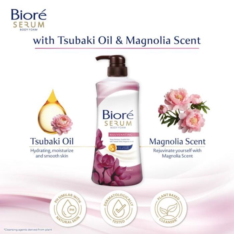 Biore Rejuvenating Tsubaki Oil & Magnolia Scent Serum Body Foam 550ml