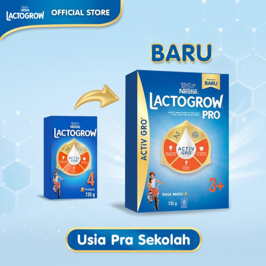 Nestle Lactogrow Pro 3+ Madu Susu Pertumbuhan 3-5 Tahun 735gram