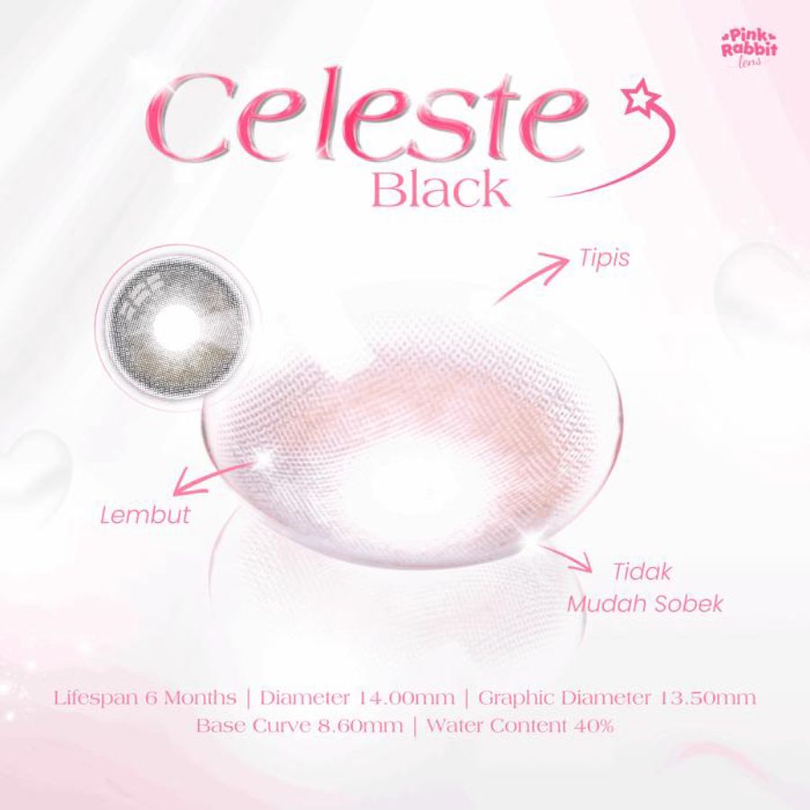 Pink Rabbit Celeste Black Normal Softlens 1pair