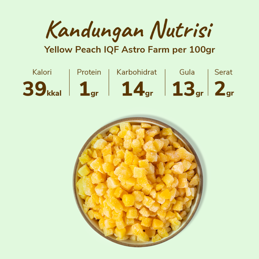 Yellow Peach Dices Frozen IQF 500gram