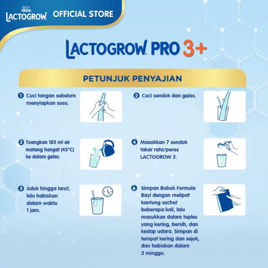 Nestle Lactogrow Pro 3+ Vanila Susu Pertumbuhan 3-5 Tahun 1000gram