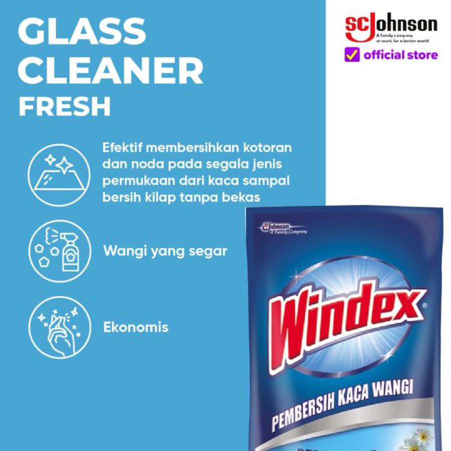 Windex Fresh Pembersih Kaca Pouch 400ml