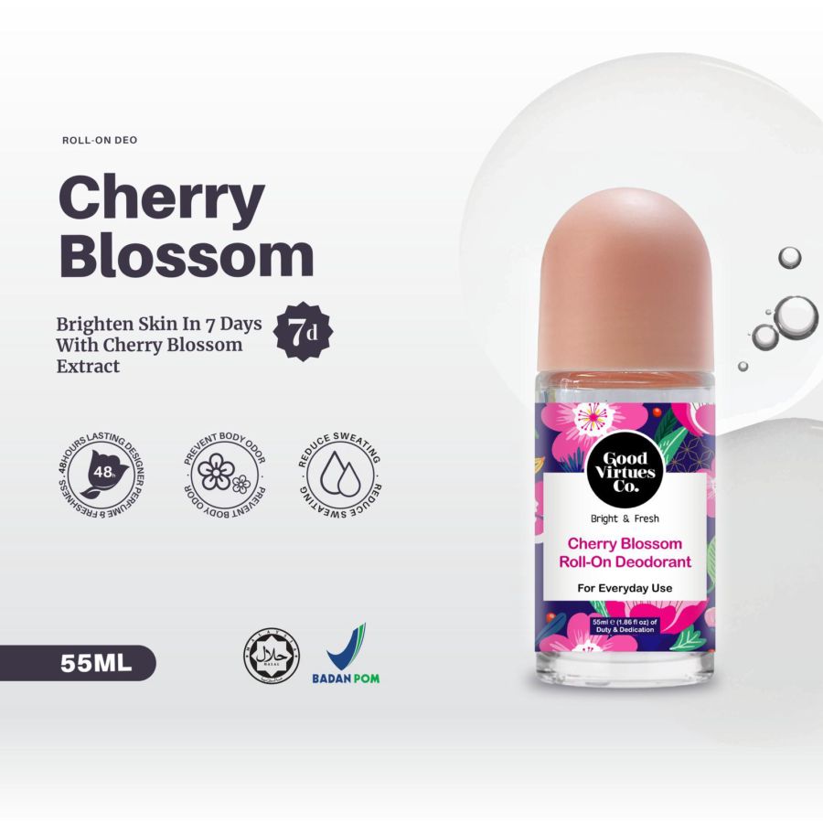 Good Virtues Co. Bright & Fresh Cherry Blossom Deodorant Roll On 55ml