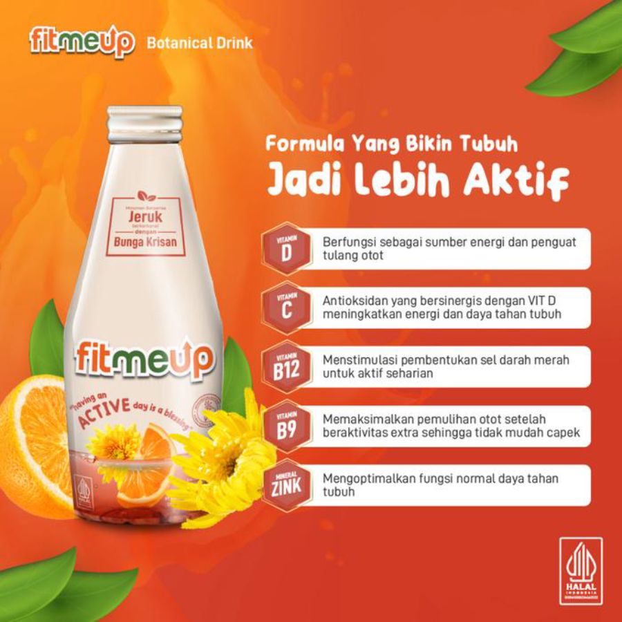Fitmeup Botanical Drink Active Kombinasi Jeruk & Bunga Krisan 160ml