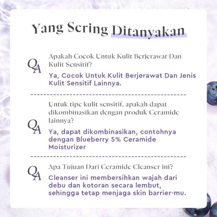 Glad2Glow Low Ph Face Wash Cleanser Gel Blueberry Ceramide 50ml