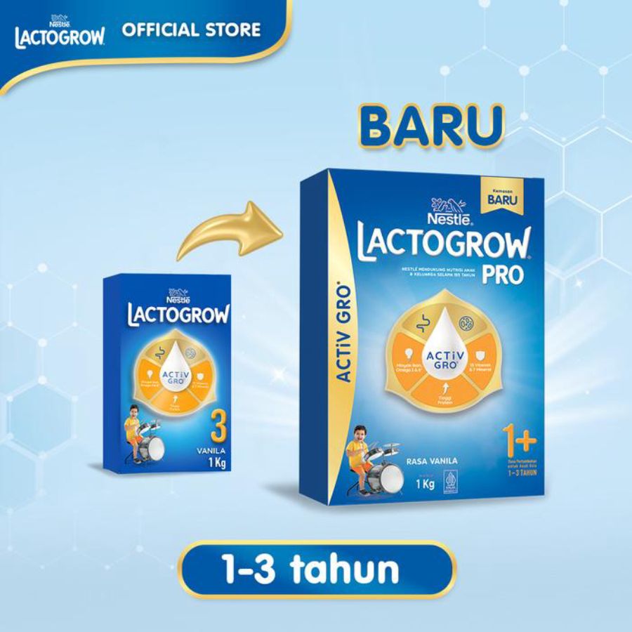Nestle Lactogrow Pro 1+ Vanila Susu Pertumbuhan 1-3 Tahun 1000gram