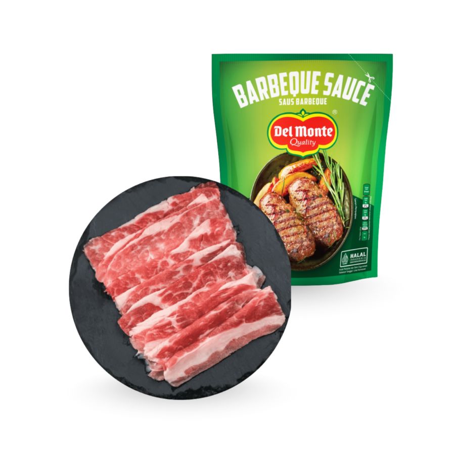 Del Monte Barbeque Sauce Pouch 250 gram & Daging Shortplate Slice Import Astro Basics 250 gram