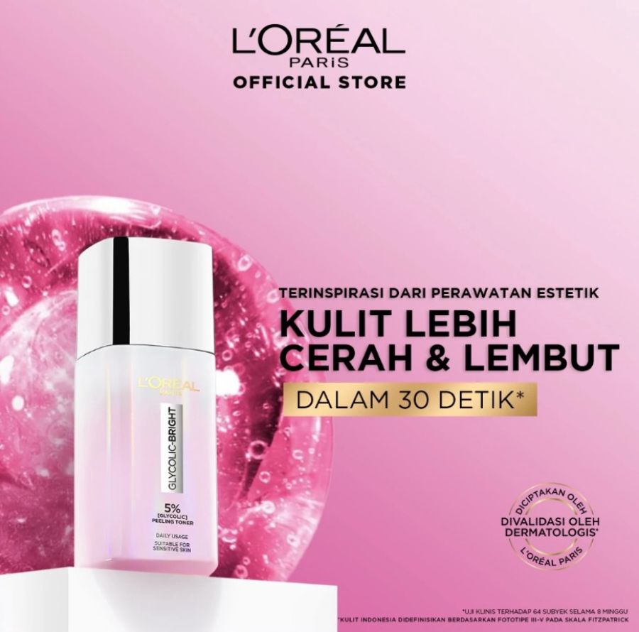 L'Oreal Paris Glycolic Bright Peeling Toner Wajah 65ml