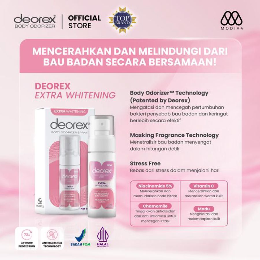 Deorex Extra Whitening Body Odorizer Spray 60ml