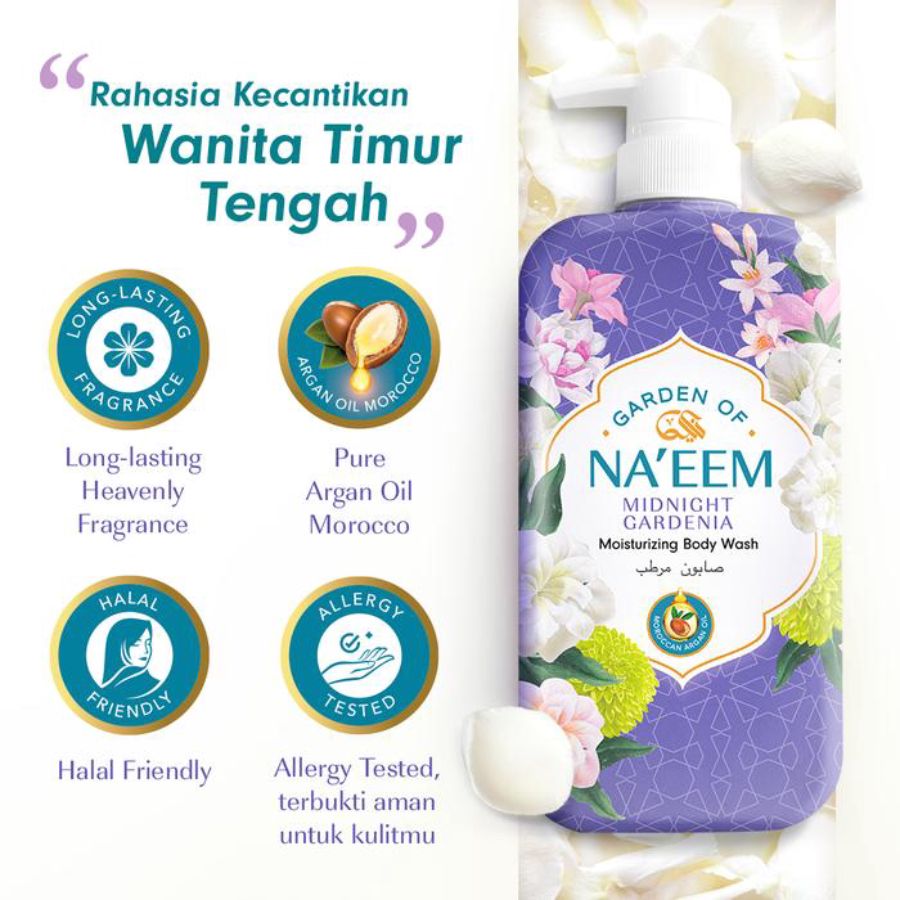 Garden of Naeem Midnight Gardenia Moisturizing Body Wash Bottle 480ml
