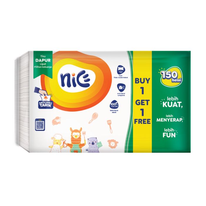 Buy 1 Get 1 Nice Towel Tissue Dapur Lipat 150 Helai