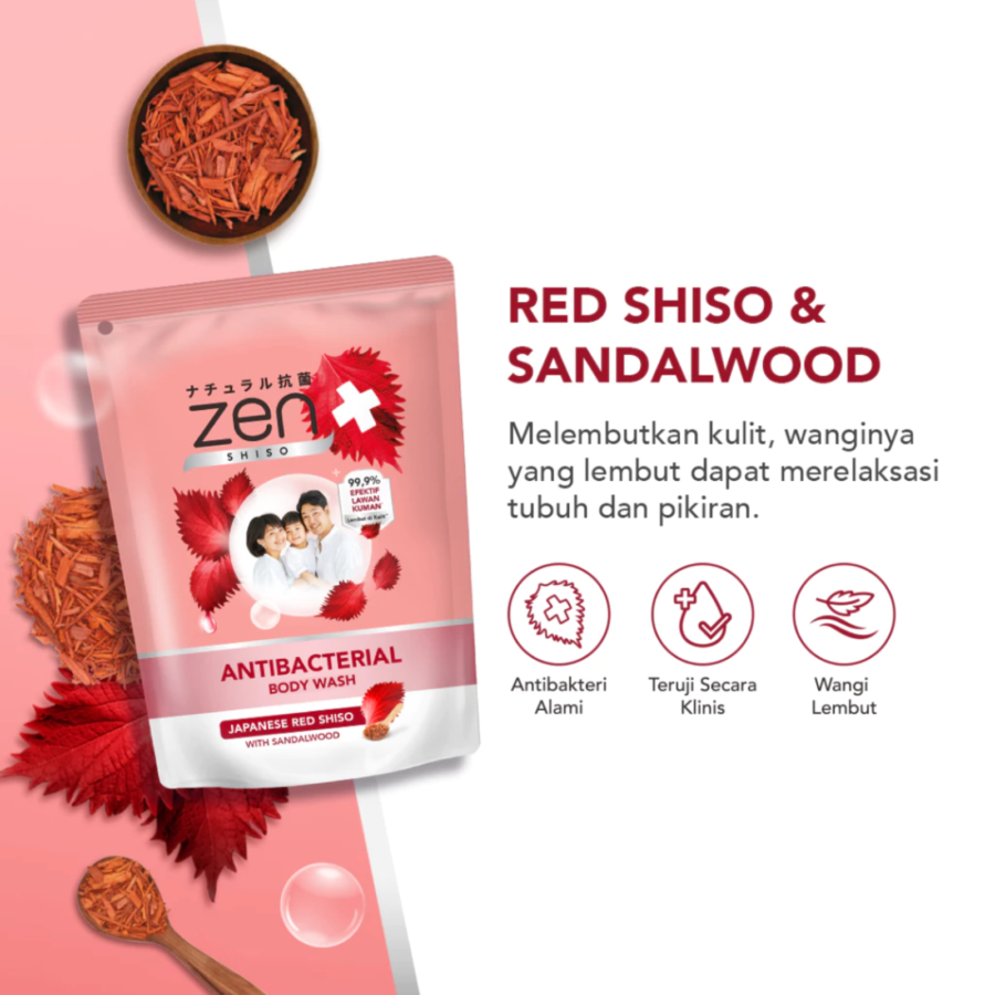 Zen Antibacterial Body Wash Red Shiso & Sandalwood 480ml