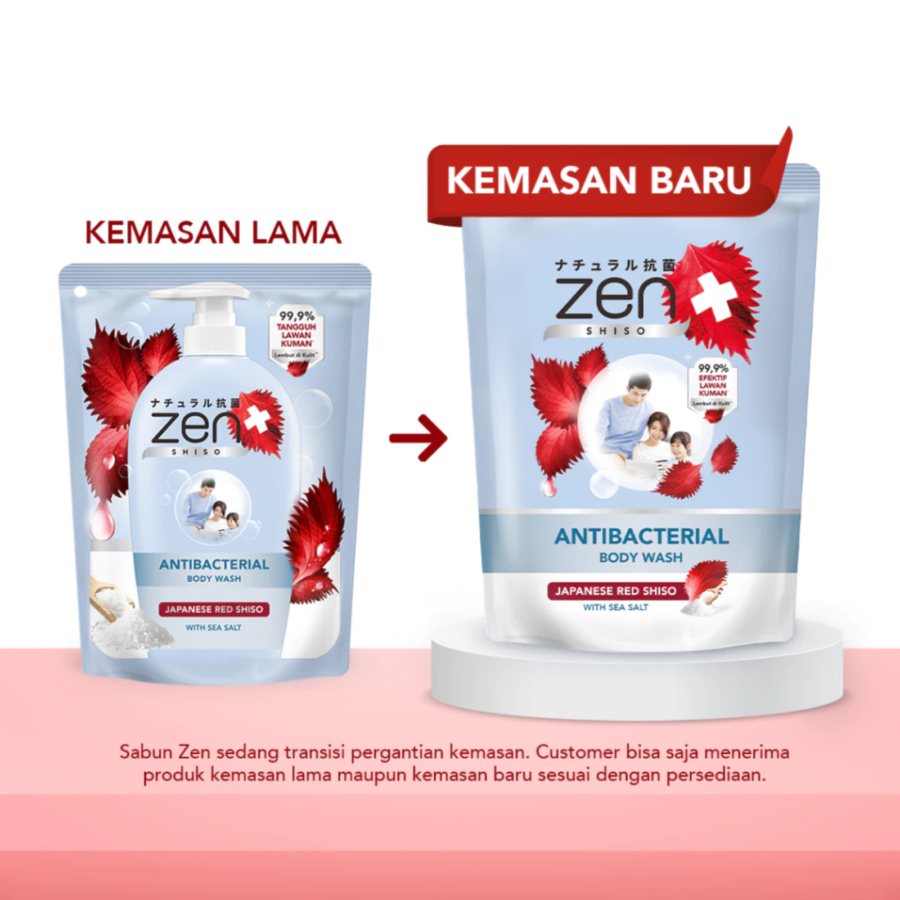 Zen Japanese Red Shiso with Sea Salt Antibacterial Body Wash Refill 400ml