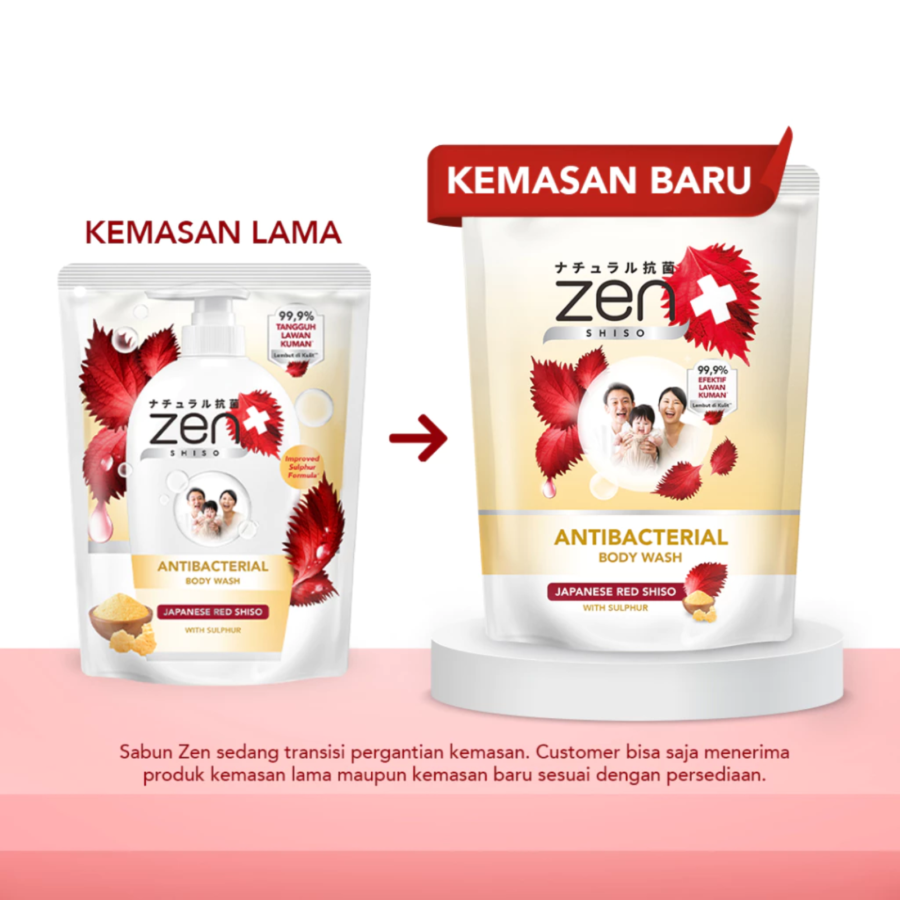Zen Antibacterial Body Wash Red Shiso & Sulphur Pouch 400ml
