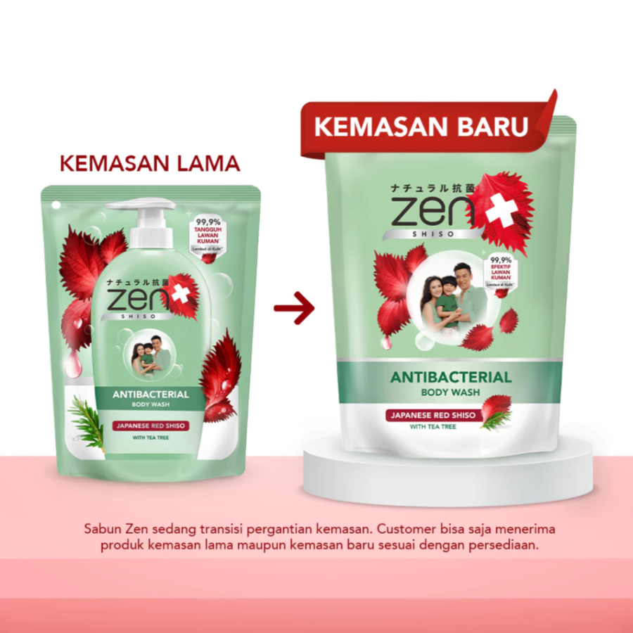 Zen Japanese Red Shiso with Pure Tea Tree Antibacterial Body Wash Refill 400ml