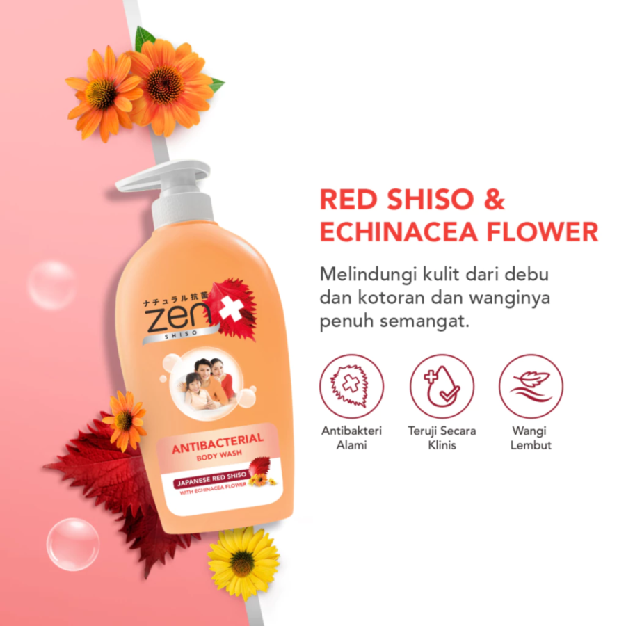Zen Japanese Red Shiso with Echinacea Flower Body Cleanser 480ml