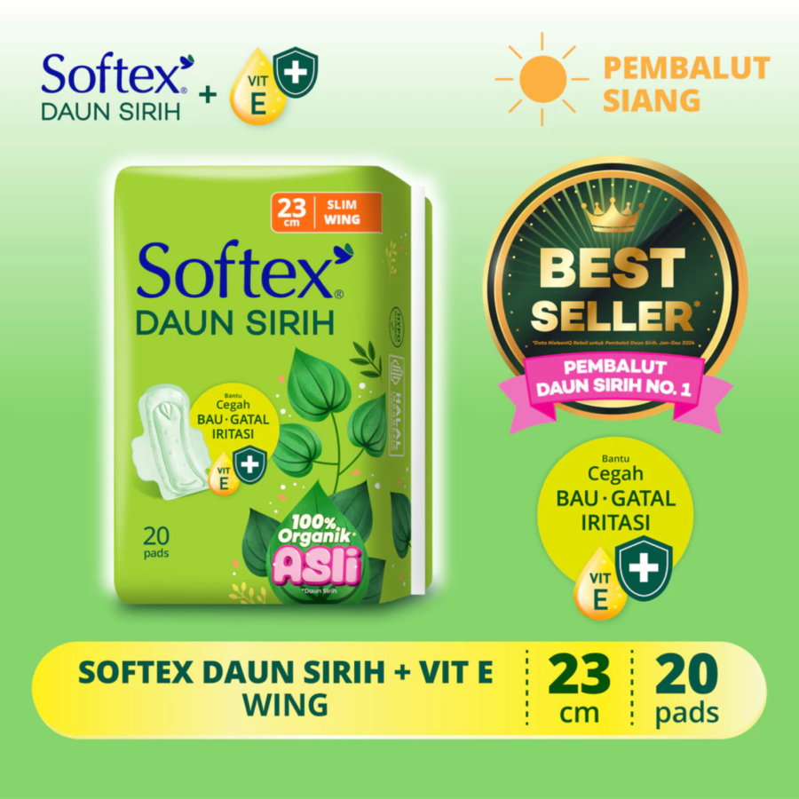 Softex Daun Sirih Slim Wing 23cm Pembalut Kewanitaan 20pads
