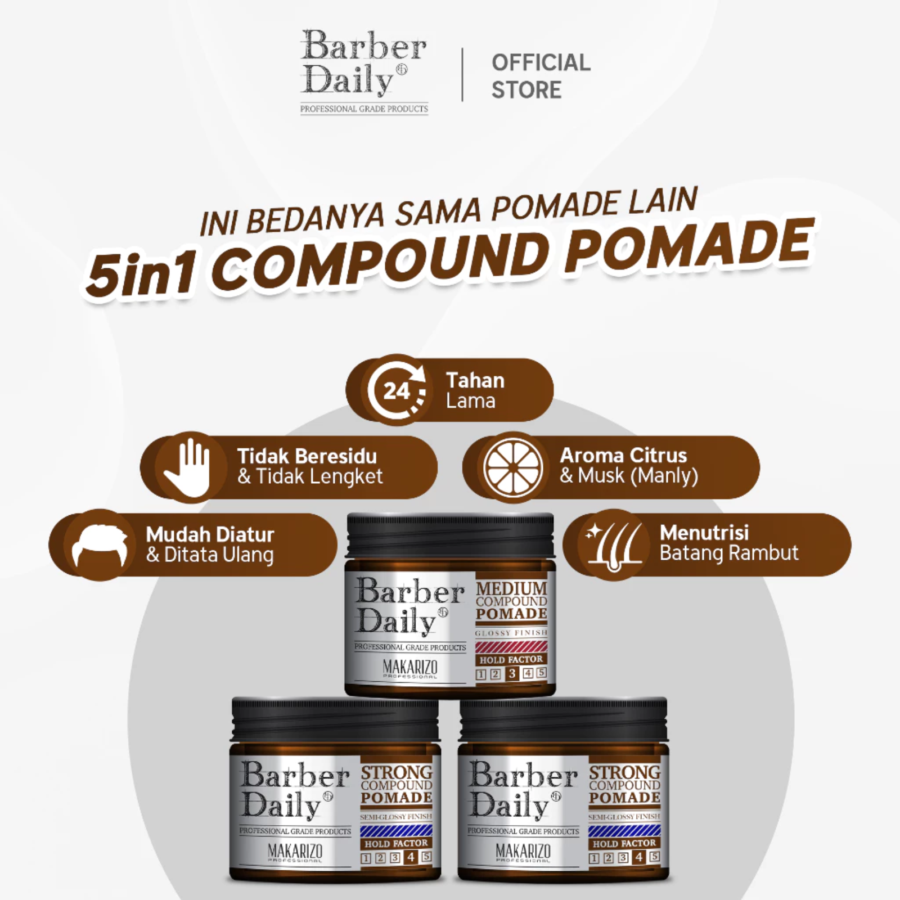 Barber Daily Medium Compound Pomade Jar 120gram