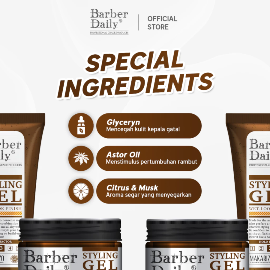 Barber Daily Wet Look Styling Gel Tube 200ml