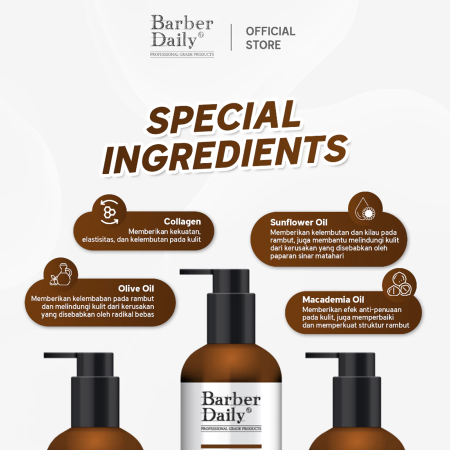 Barber Daily 4in1 Shampoo, Conditioner, Face Wash, and Body Wash 1pcs
