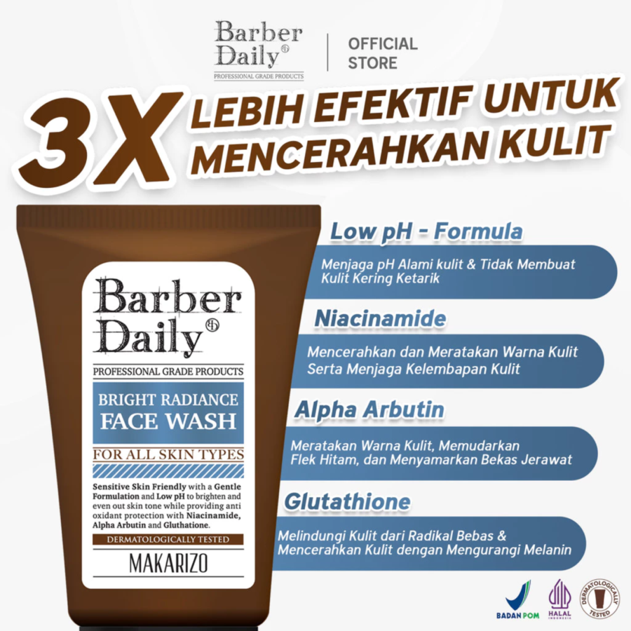 Barber Daily Bright Radiance Face Wash 100ml