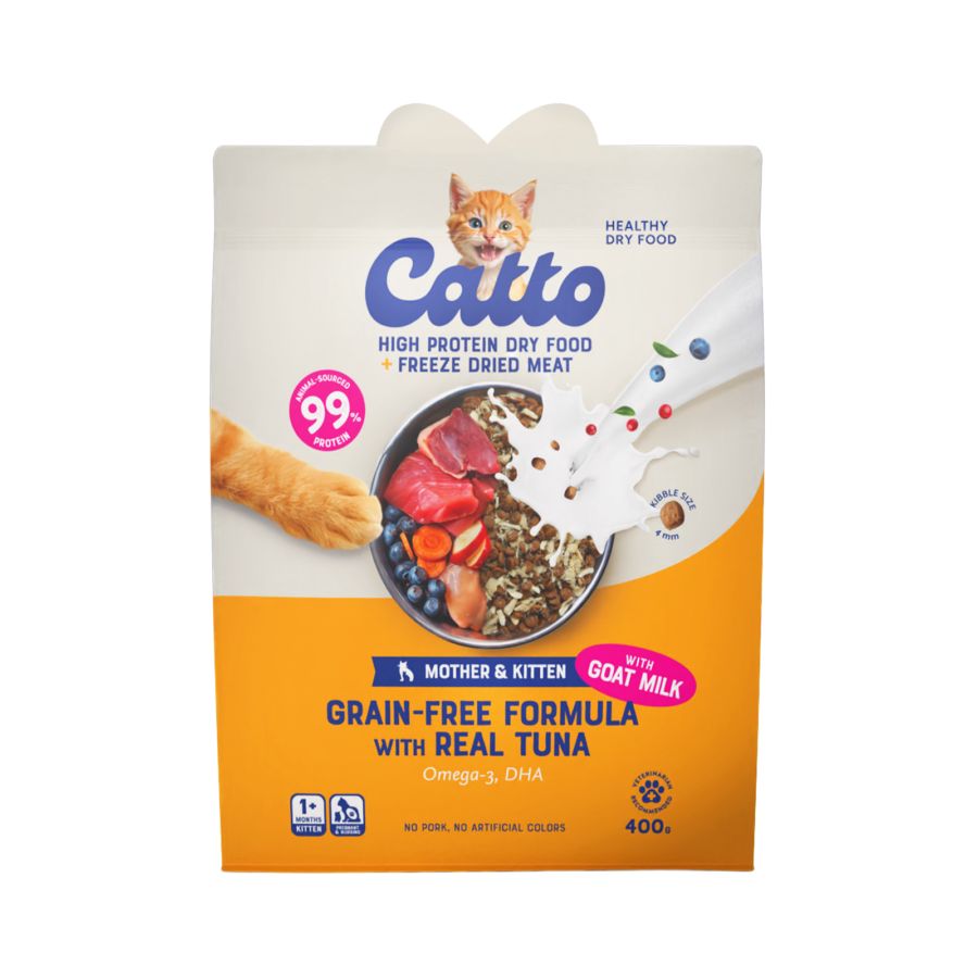 Catto Mother and Kitten Grain Free Formula Tuna Makanan Kucing Kering 400gram
