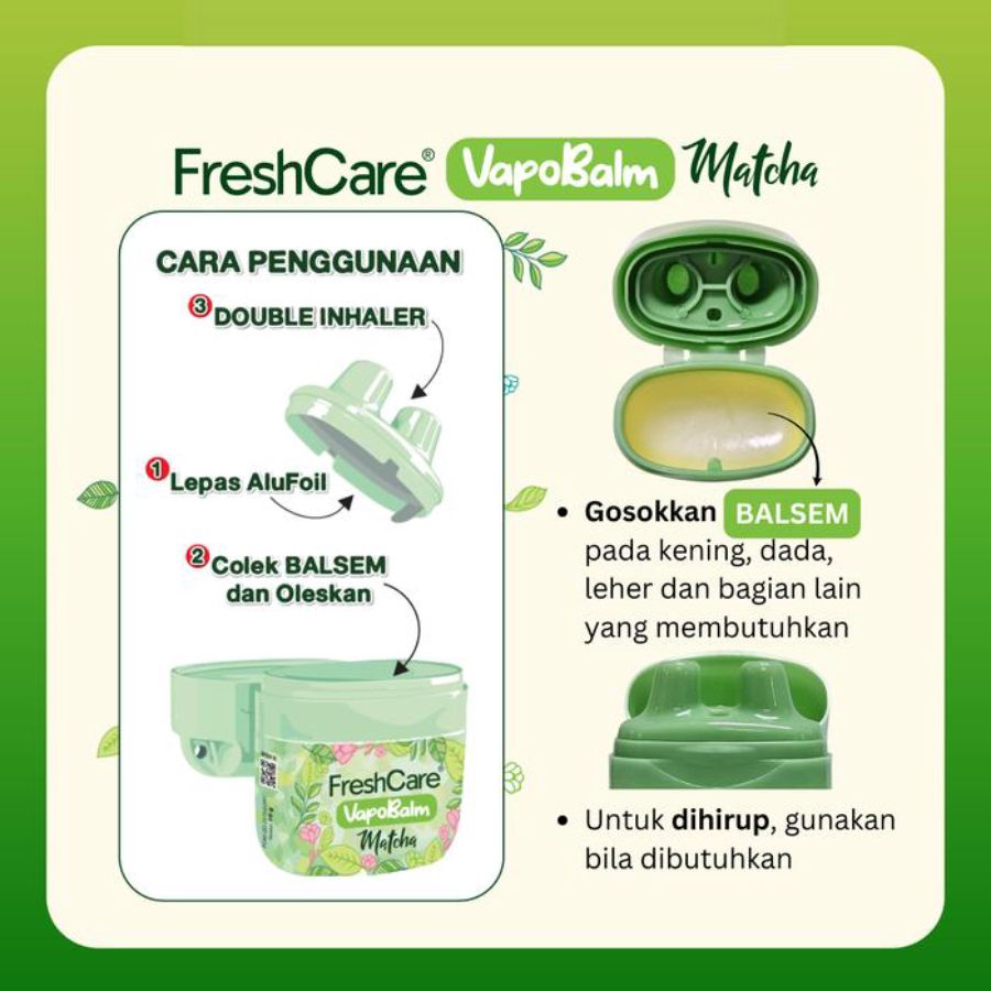 Freshcare Vapobalm Matcha 2 in 1 Balsem Double Inhaler 10gram