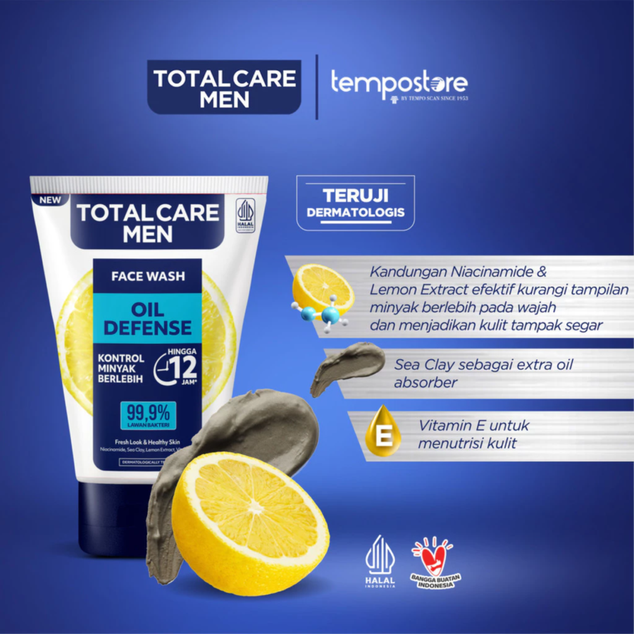 Total Care Men Oil Defense Face Wash 100ml