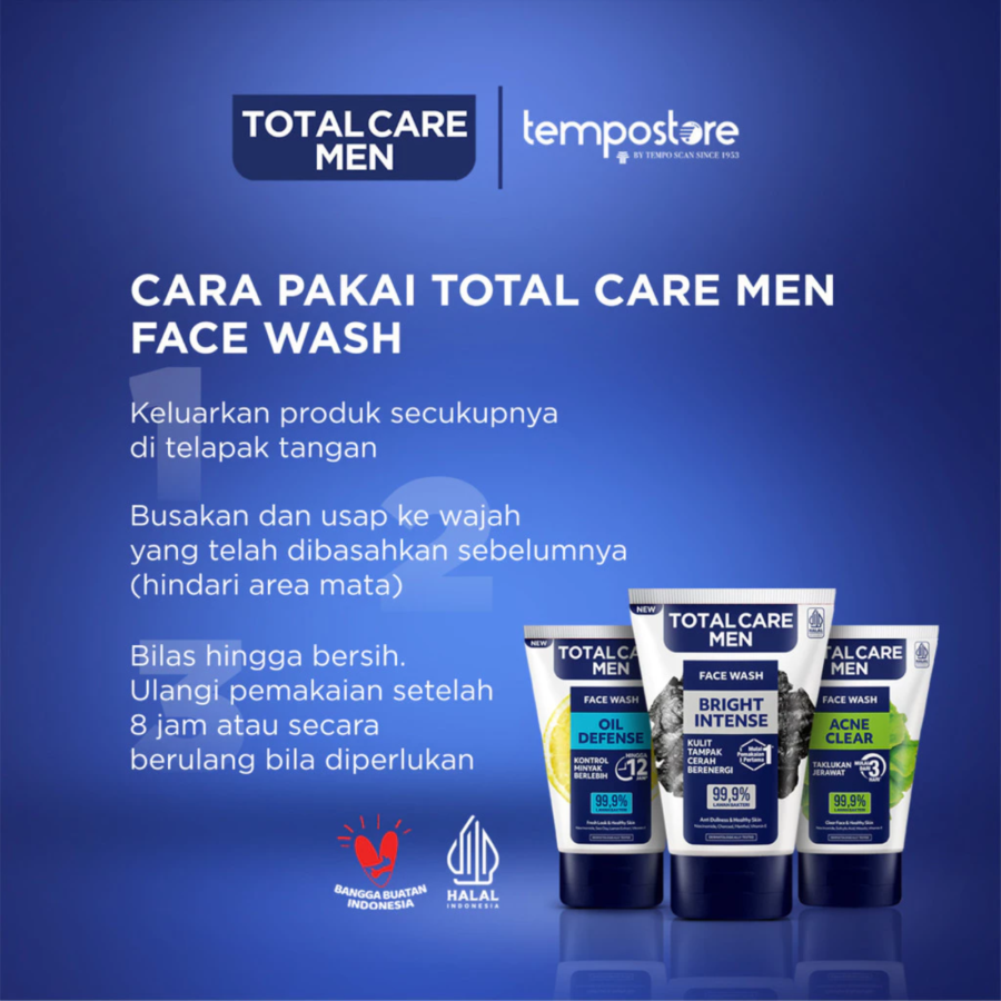 Total Care Men Oil Defense Face Wash 100ml