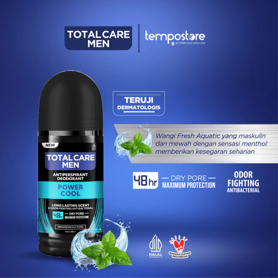Total Care Men Power Cool Deodorant Roll On 50ml