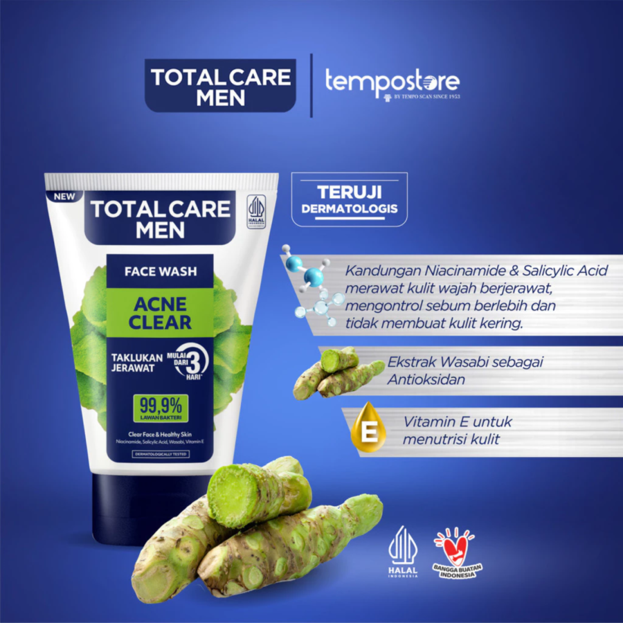 Total Care Men Acne Clear Face Wash 100ml