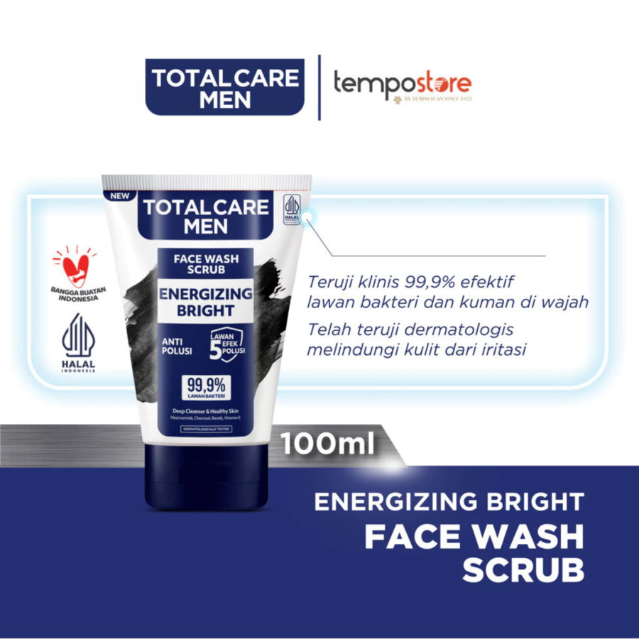 Total Care Men Energizing Bright Scrub Face Wash 100ml