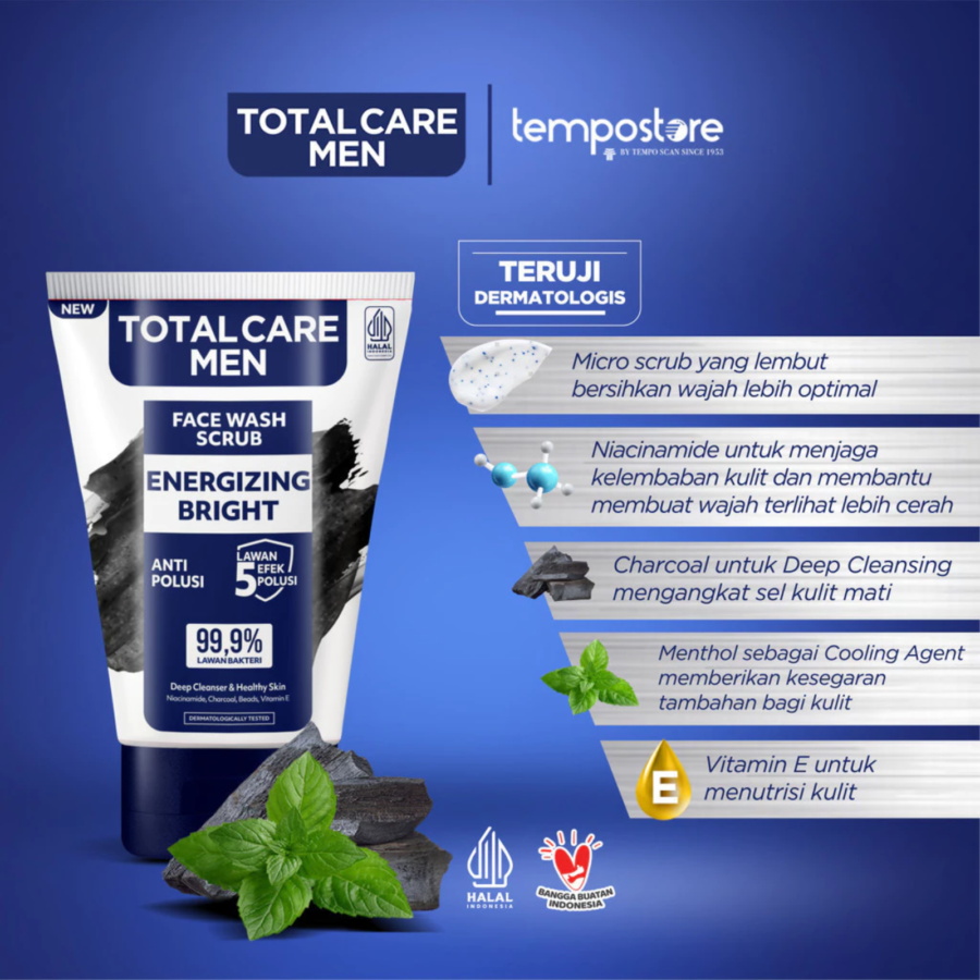 Total Care Men Energizing Bright Scrub Face Wash 100ml