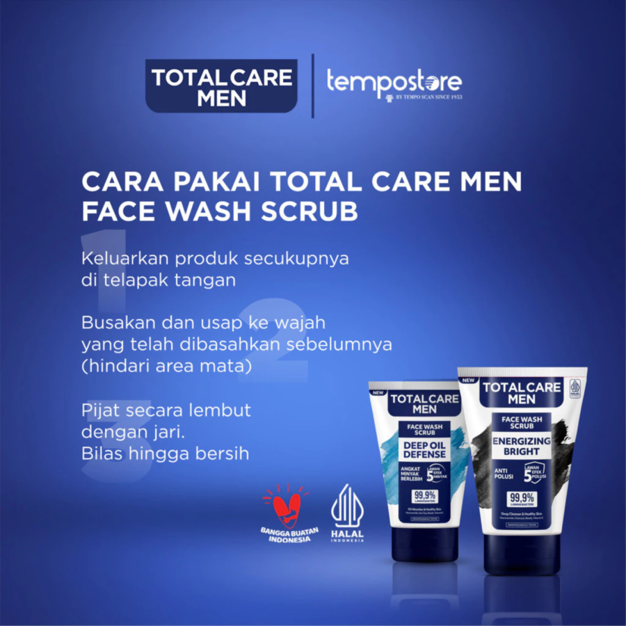 Total Care Men Energizing Bright Scrub Face Wash 100ml