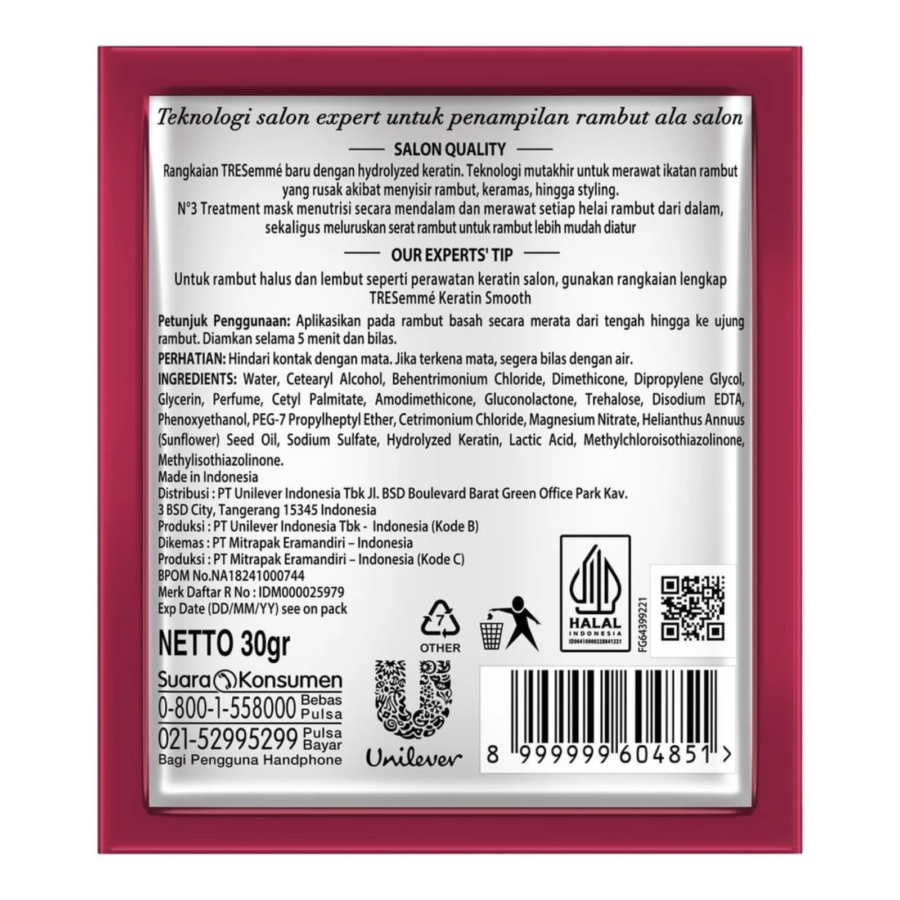 Tresemme Keratin Smooth Keratinbond+ N3 Treatment Mask 30gram