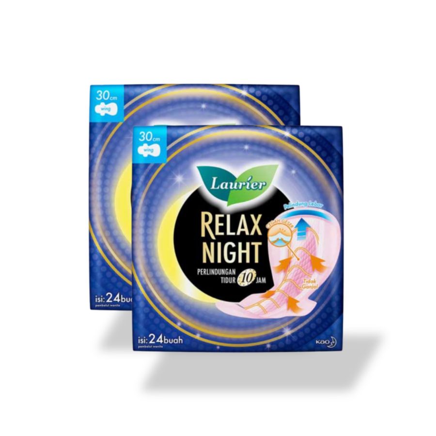 Bundle Laurier Relax Night Wing 30cm Pembalut Kewanitaan 24pads Twinpack