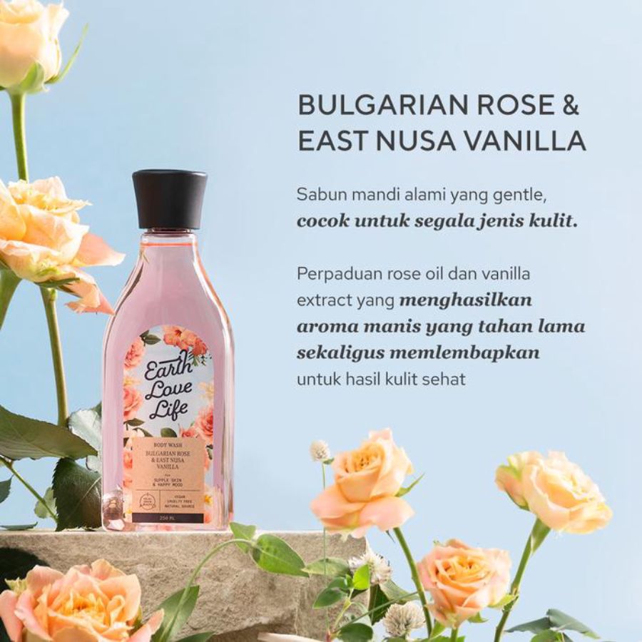 Earth Love Life Bulgarian Rose & East Nusa Vanilla Body Wash 250ml