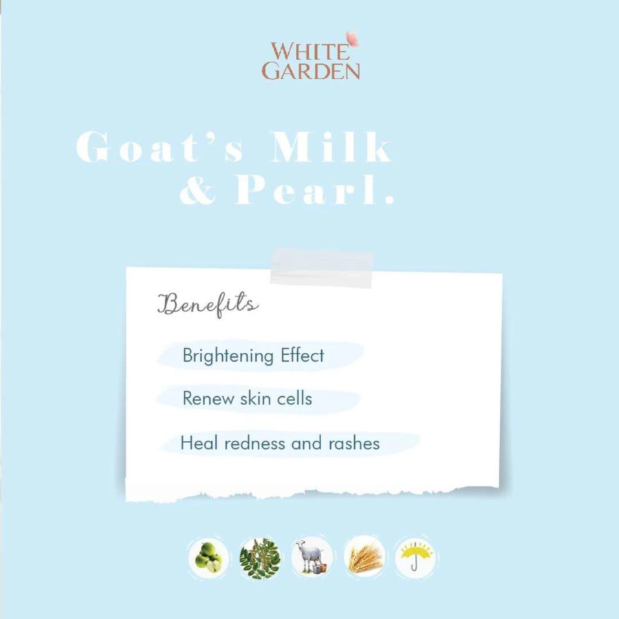 White Garden Brightening Pure Goat Milk & Pearl Shower Cream Refill 900ml