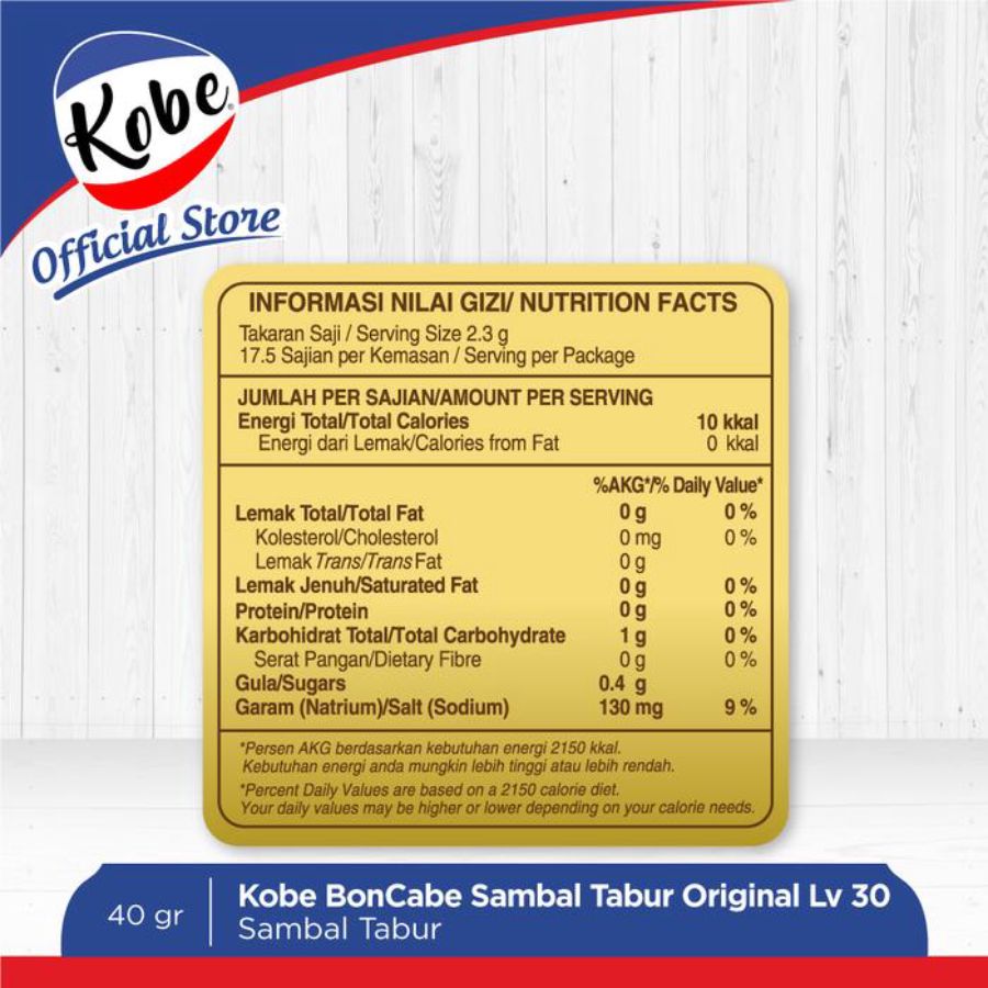 Kobe Boncabe Sambal Tabur Original Level 30 40gram