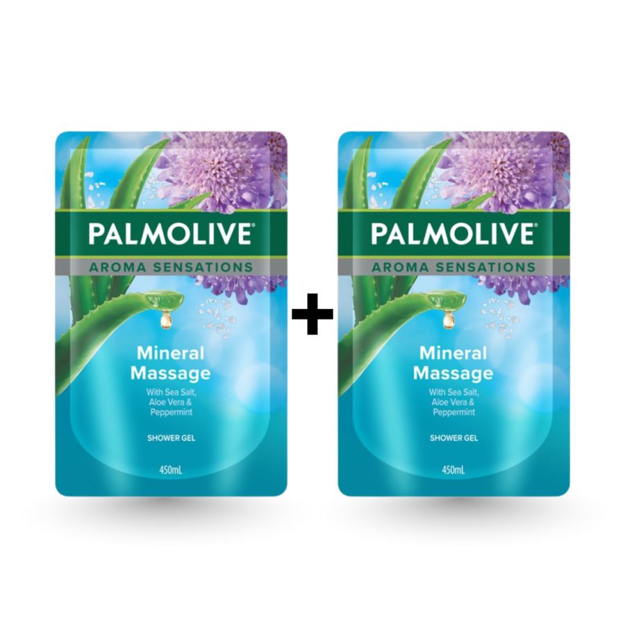 Twinpack Palmolive Aroma Sensations Mineral Massage Shower Gel Pouch 450 ml