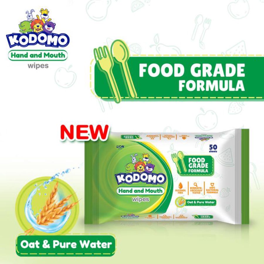 Kodomo Hand and Mouth Wet Wipes 2 x 50 Sheets 1pcs