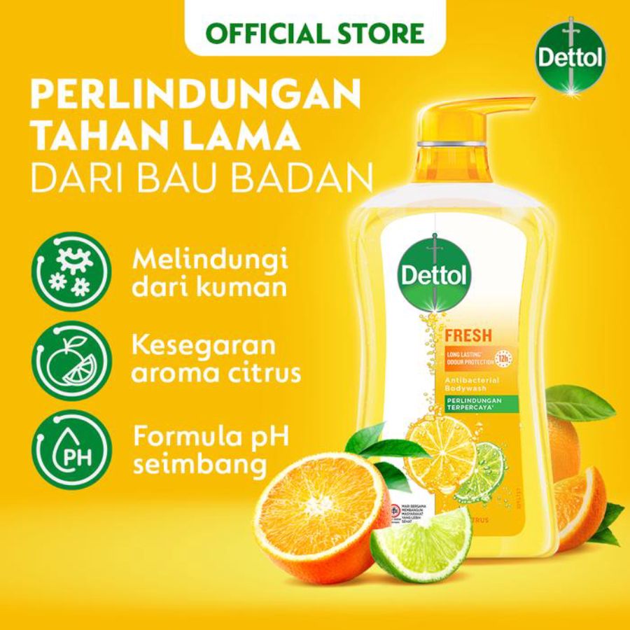 Dettol Fresh Yuzu Citrus Antibacterial Body Wash Pouch 370ml