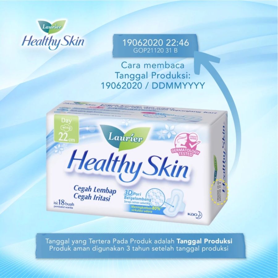 Laurier Healthy Skin Day Wing 22 cm Pembalut Kewanitaan 18pads