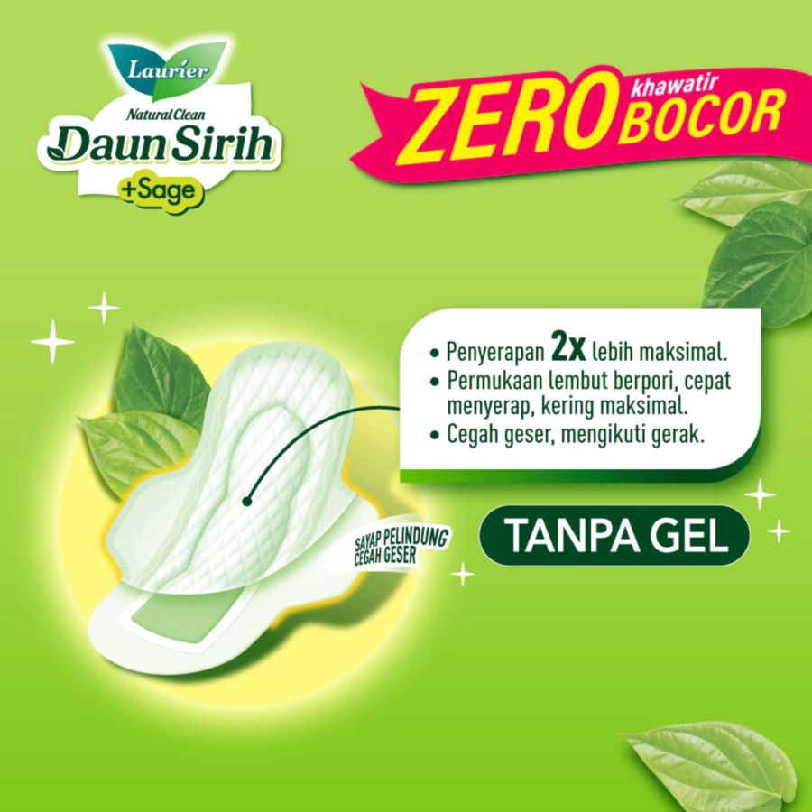 Laurier Natural Clean Daun Sirih Day Wing 25cm Pembalut Kewanitaan 16pads