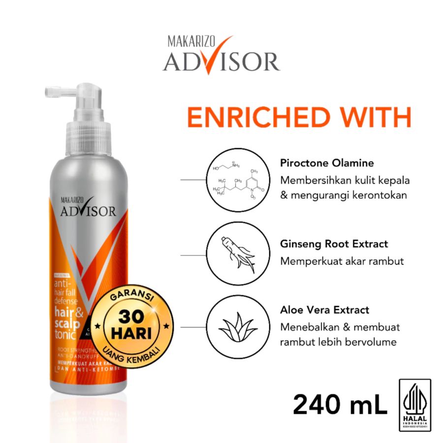 Makarizo Advisor Anti Hairfall Defense Hair & Scalp Tonic Perawatan Rambut 240ml