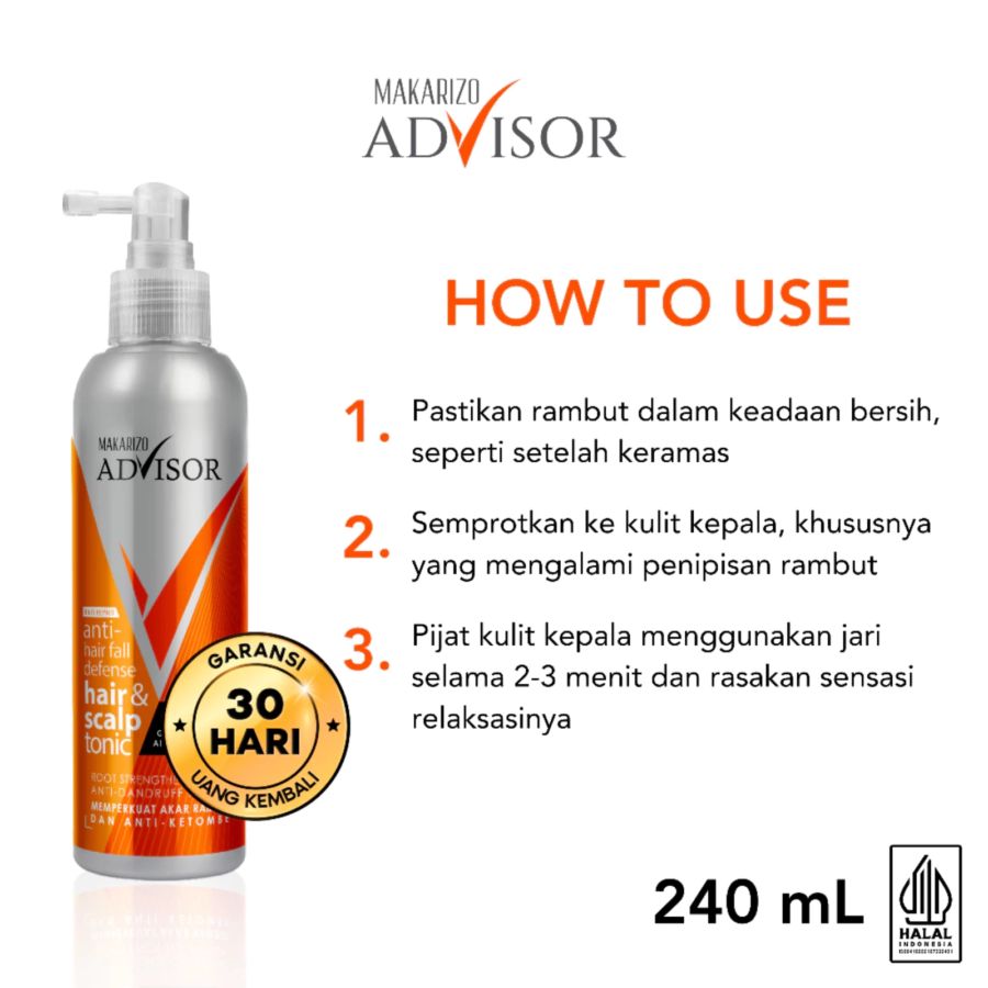 Makarizo Advisor Anti Hairfall Defense Hair & Scalp Tonic Perawatan Rambut 240ml