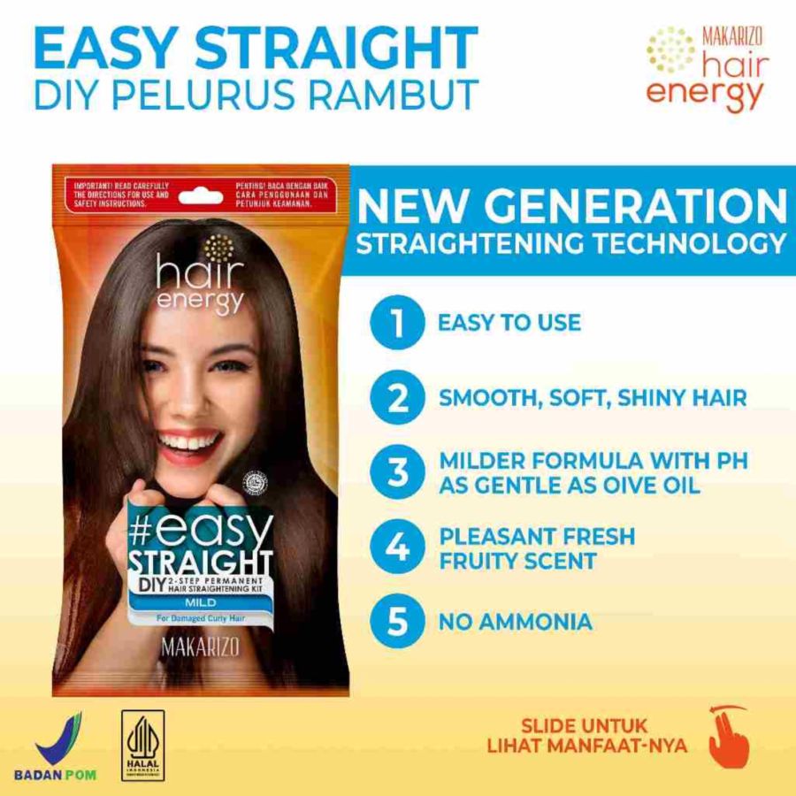 Makarizo Hair Energy Easy Straight Mild Pelurus Rambut 80ml